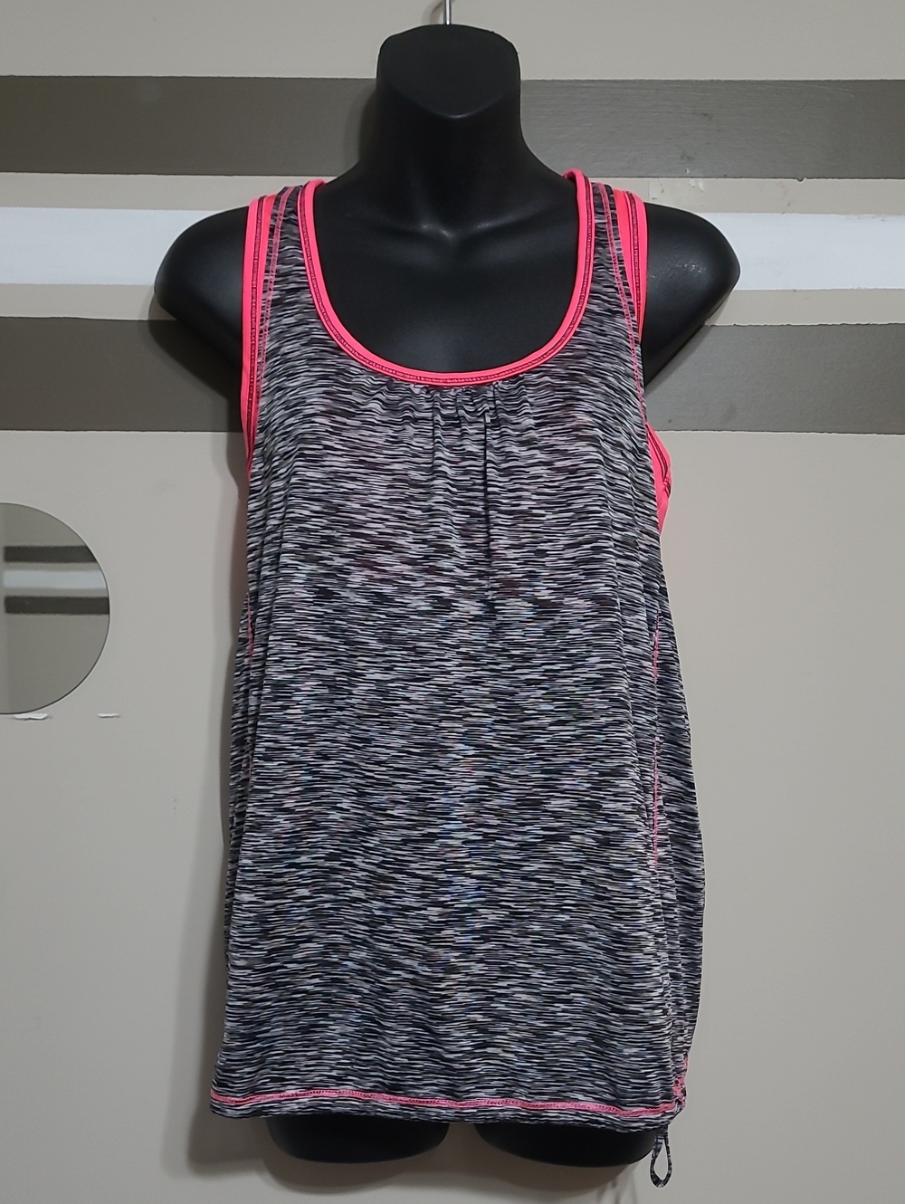 ⭐️ NWOT RBX Activewear Grey & Pink Space-Dye Athletic Razorback Tank Sz Med